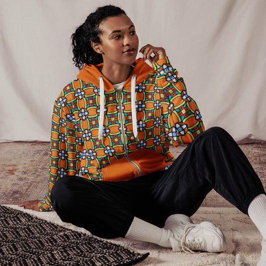 Unisex zip hoodie Vintage Style orange jacket - PratSN