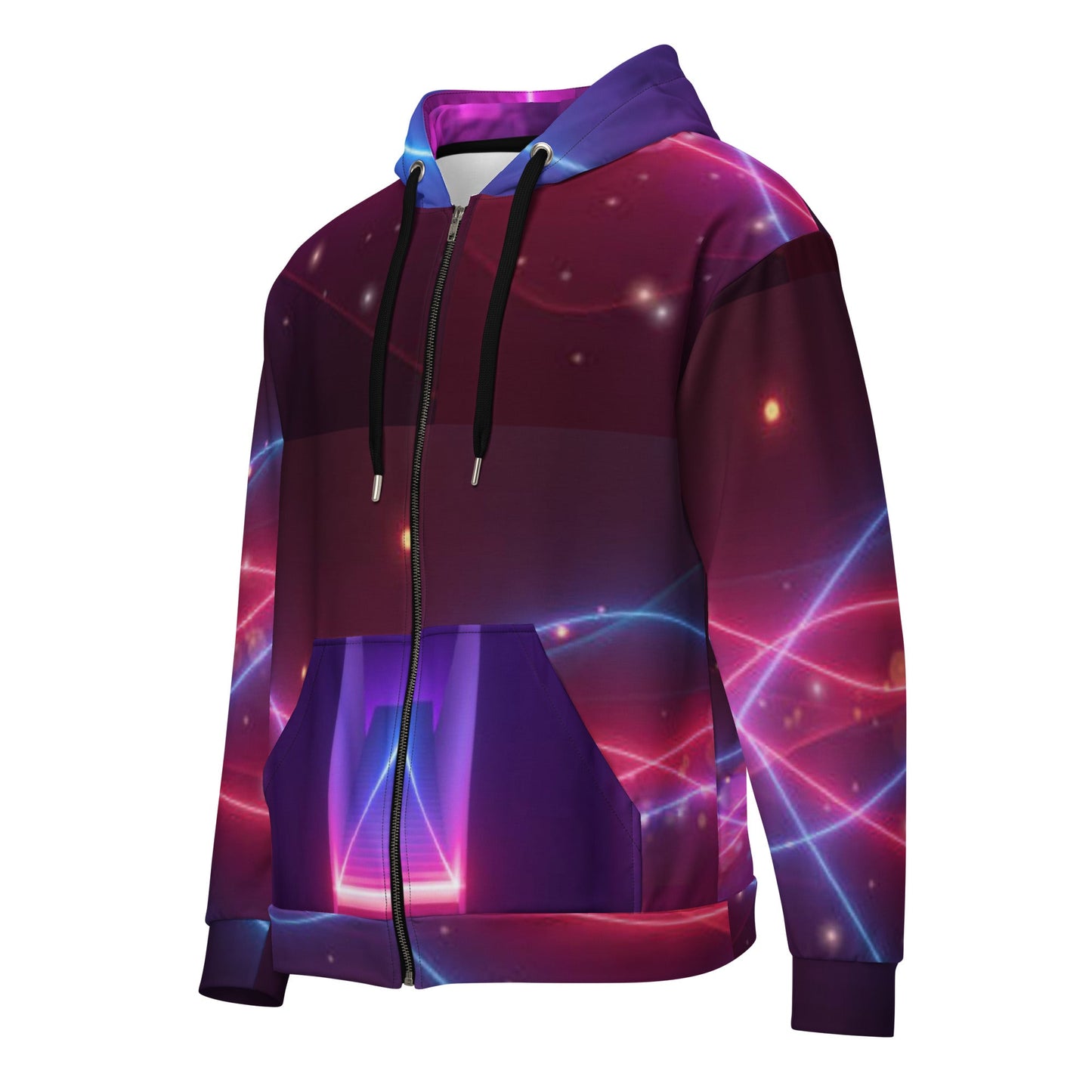 Unisex zip hoodie, Women's UV Red Purple Lightning Jacket - PratSN