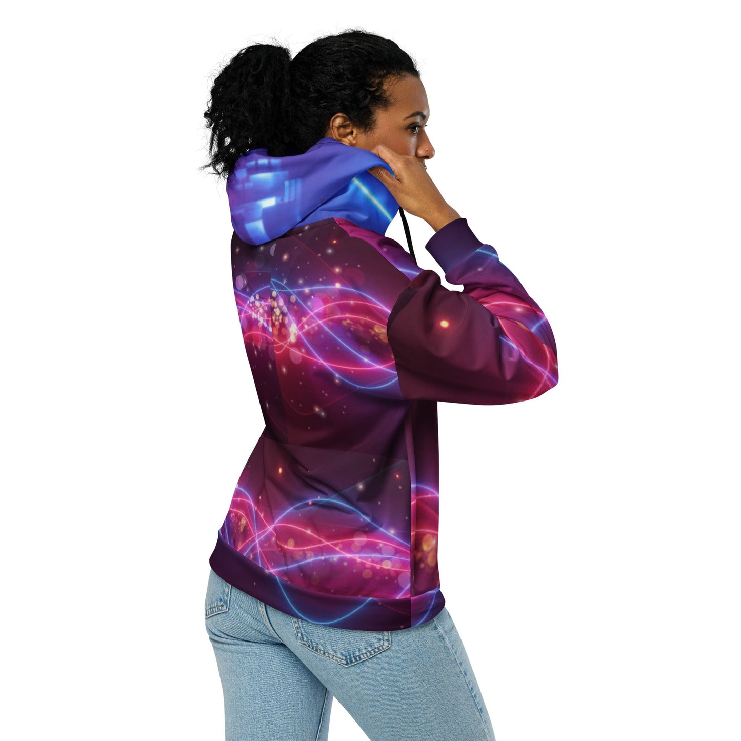 Unisex zip hoodie, Women's UV Red Purple Lightning Jacket - PratSN
