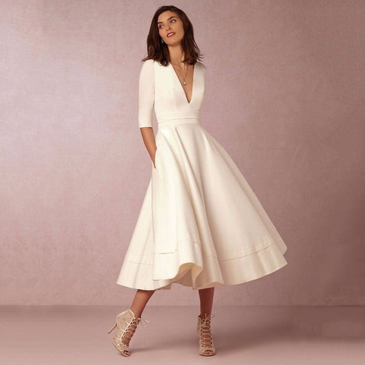 V - neck Dresses - Retro 60s Swing Sleeve - PratSN
