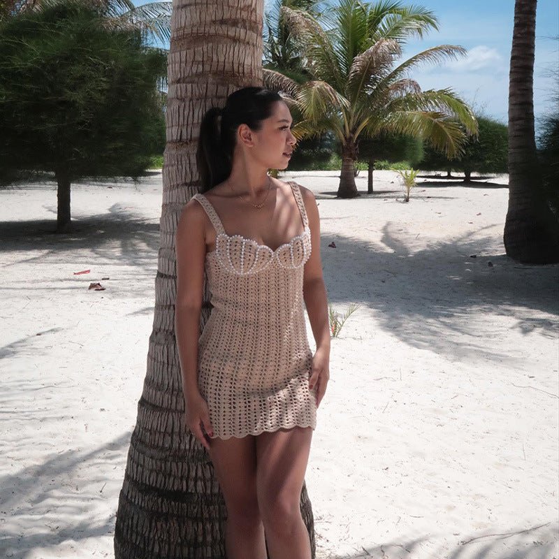 Vacation Style Hollow Pearl Decorative Skirt - PratSN