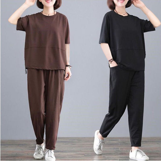 Versatile Short - sleeved Wide - leg Pants Two - piece Set - PratSN
