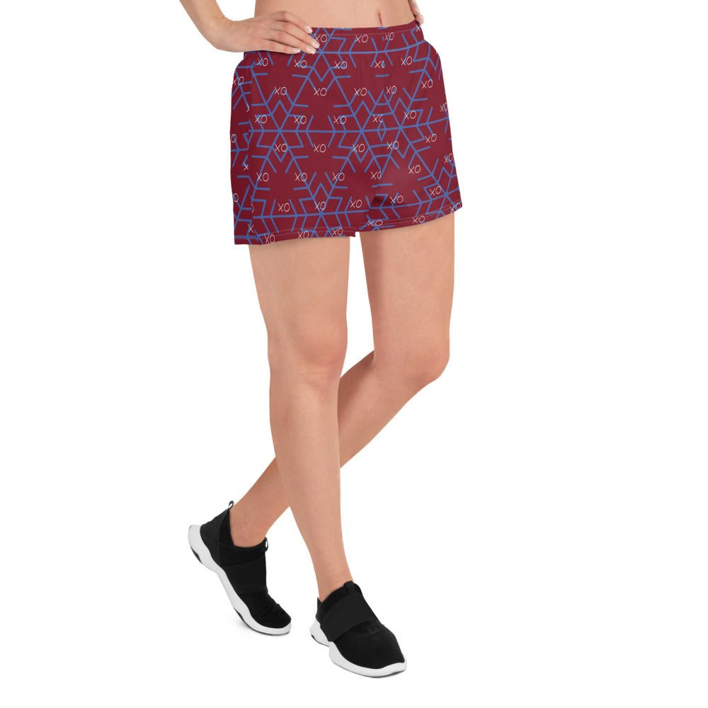 Vintage style trendy all - over print women's athletic shorts - PratSN