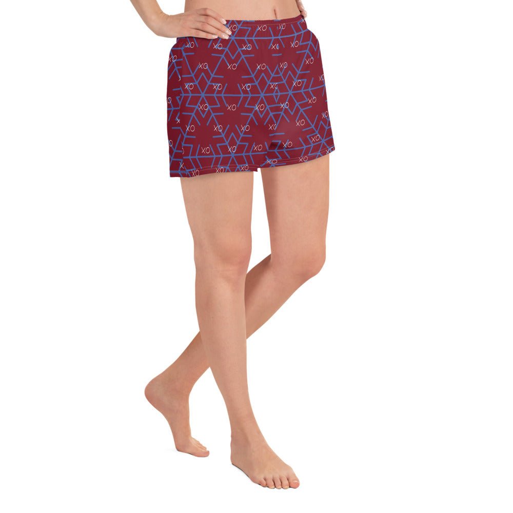 Vintage style trendy all - over print women's athletic shorts - PratSN