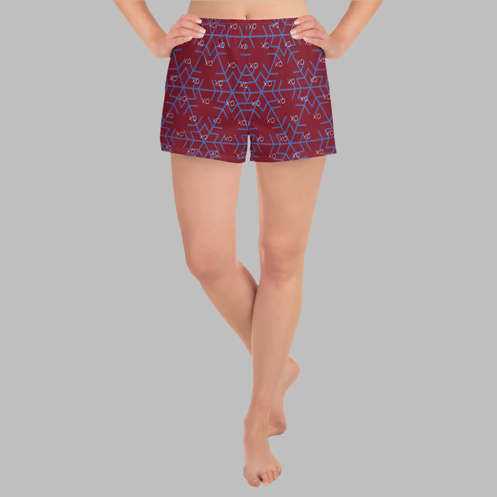 Vintage style trendy all - over print women's athletic shorts - PratSN