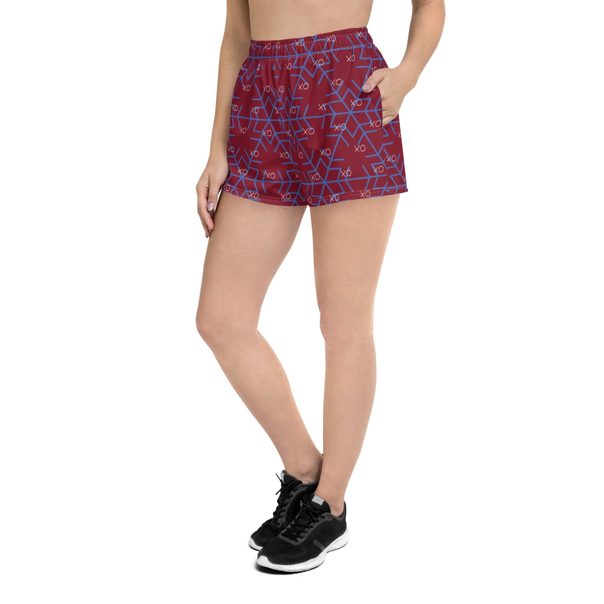 Vintage style trendy all - over print women's athletic shorts - PratSN