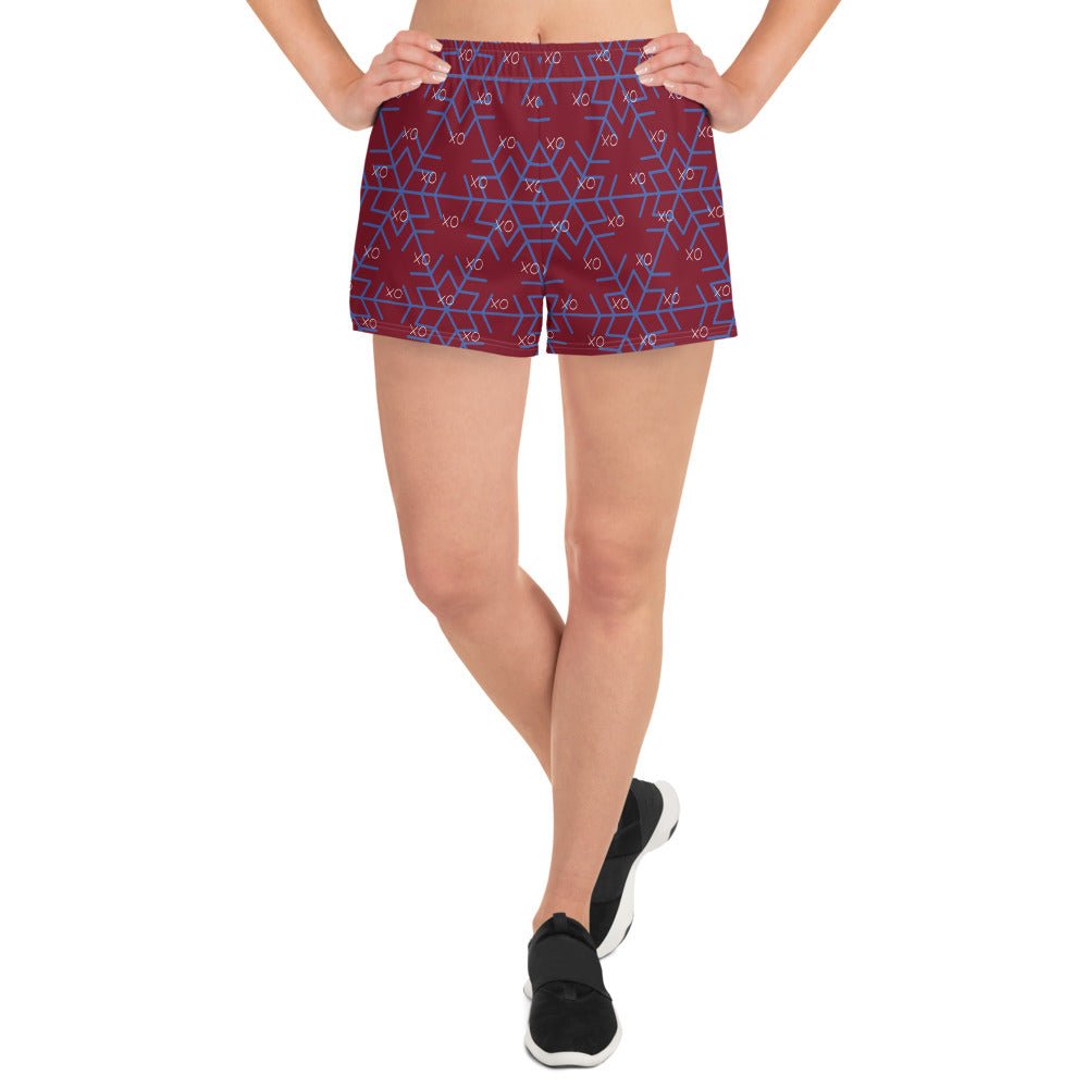 Vintage style trendy all - over print women's athletic shorts - PratSN