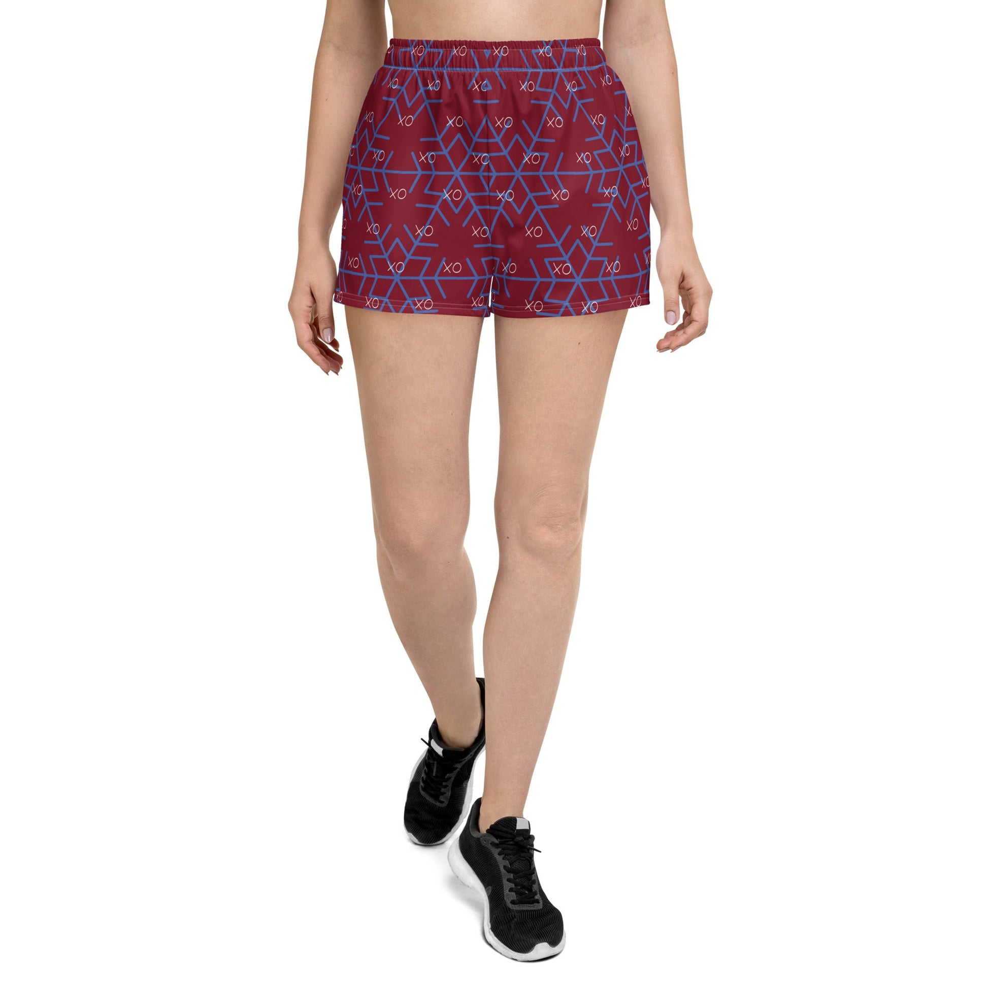 Vintage style trendy all - over print women's athletic shorts - PratSN
