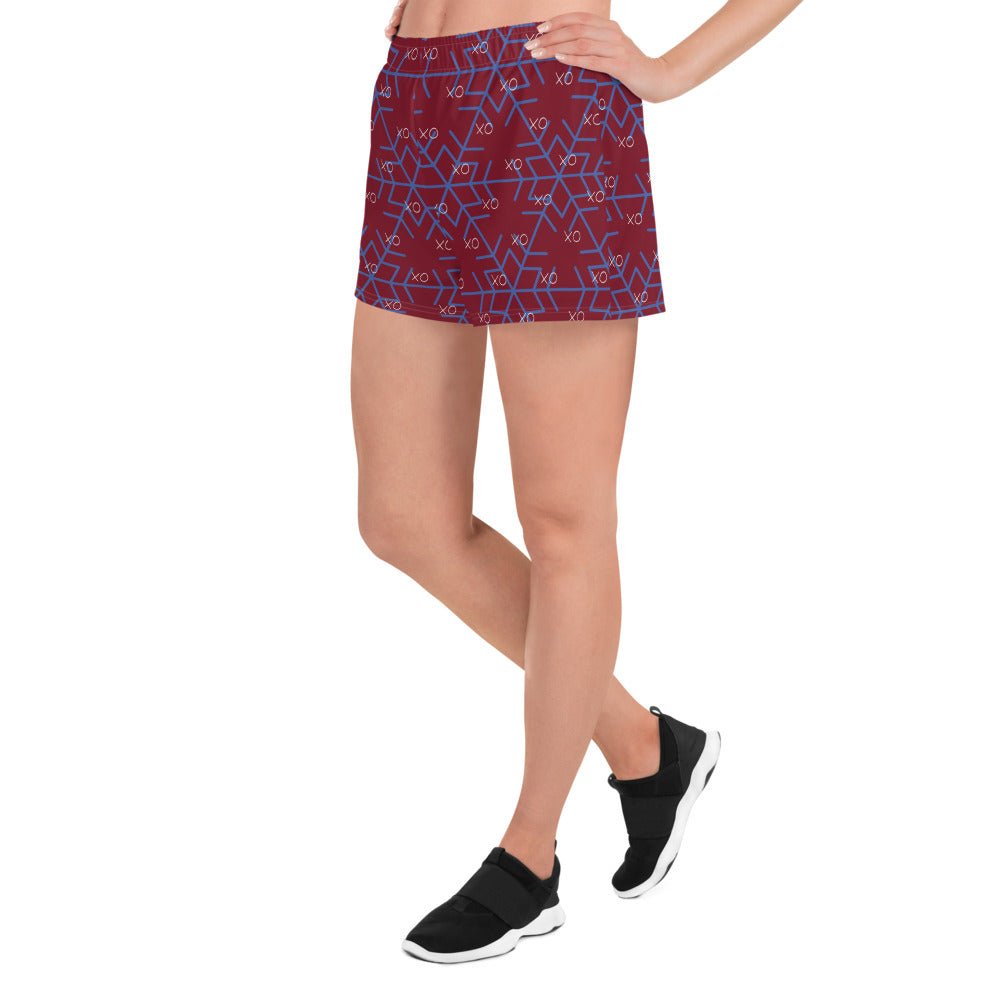 Vintage style trendy all - over print women's athletic shorts - PratSN