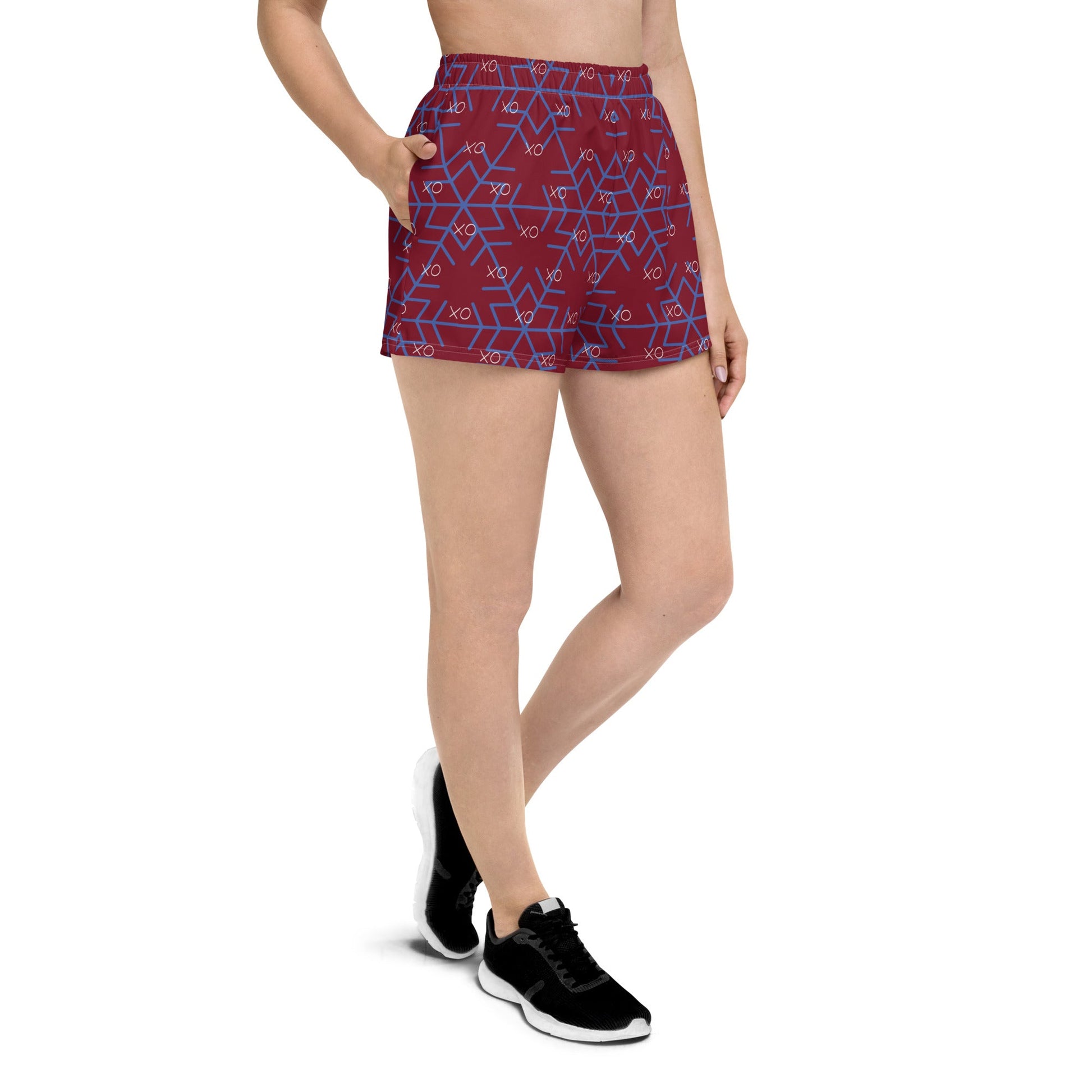 Vintage style trendy all - over print women's athletic shorts - PratSN
