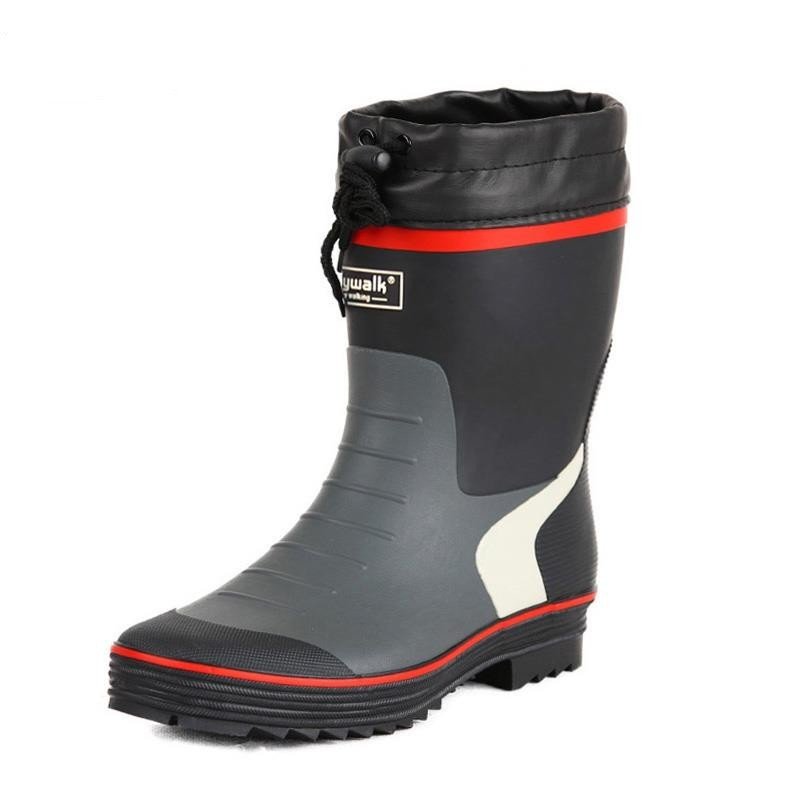 Warm Rain Boots Men's One Body Plus Velvet Thickened Rain Boots - PratSN
