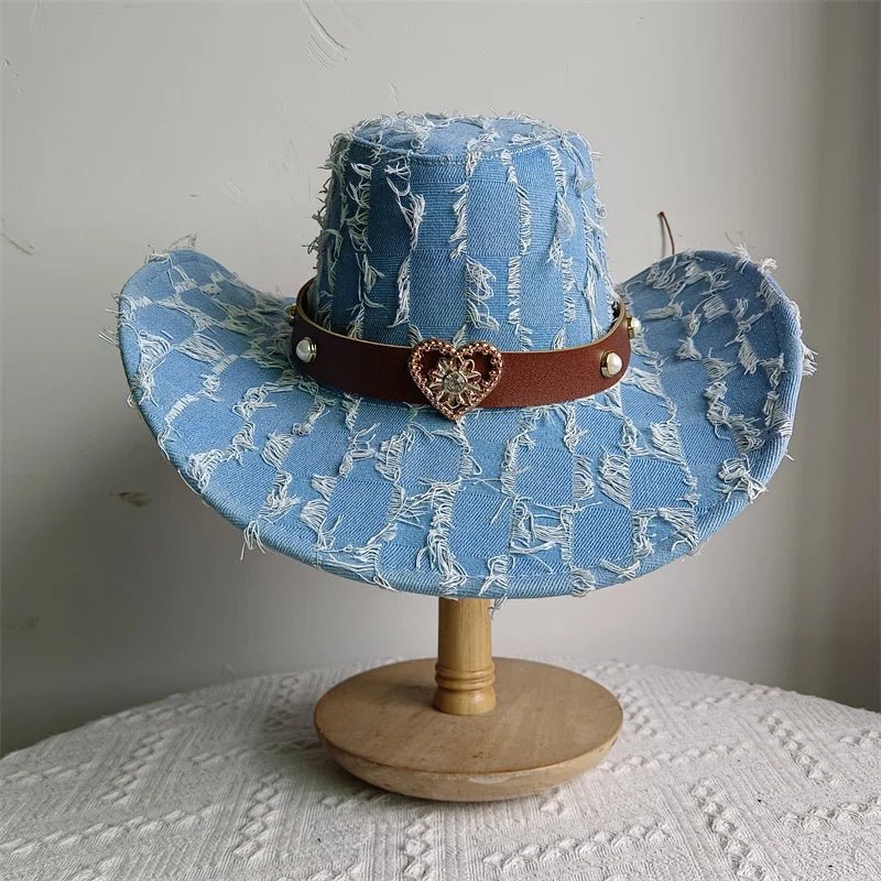 Western ethnic style cowboy hat tassel cowboy series fashion unisex jazz with heart shape decoration western cowboy hat - PratSN