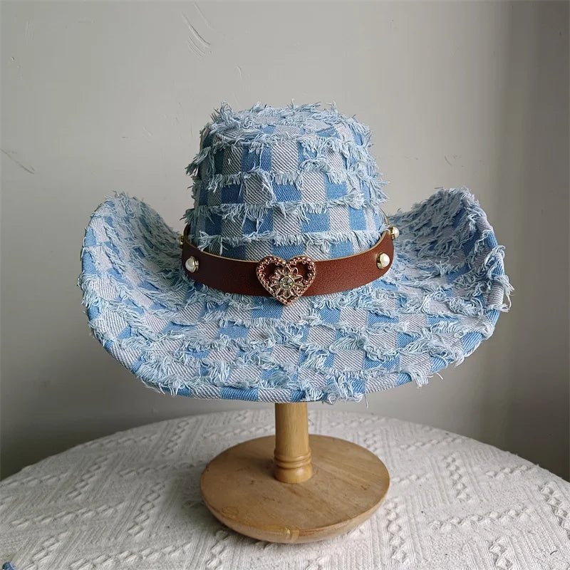 Western ethnic style cowboy hat tassel cowboy series fashion unisex jazz with heart shape decoration western cowboy hat - PratSN