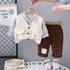 Wholesale Boys 3 Pieces Clothing Set Long Sleeves Printed Jacket Coat +cartoon T-shirt + Pants Outfits for Kids - PratSN