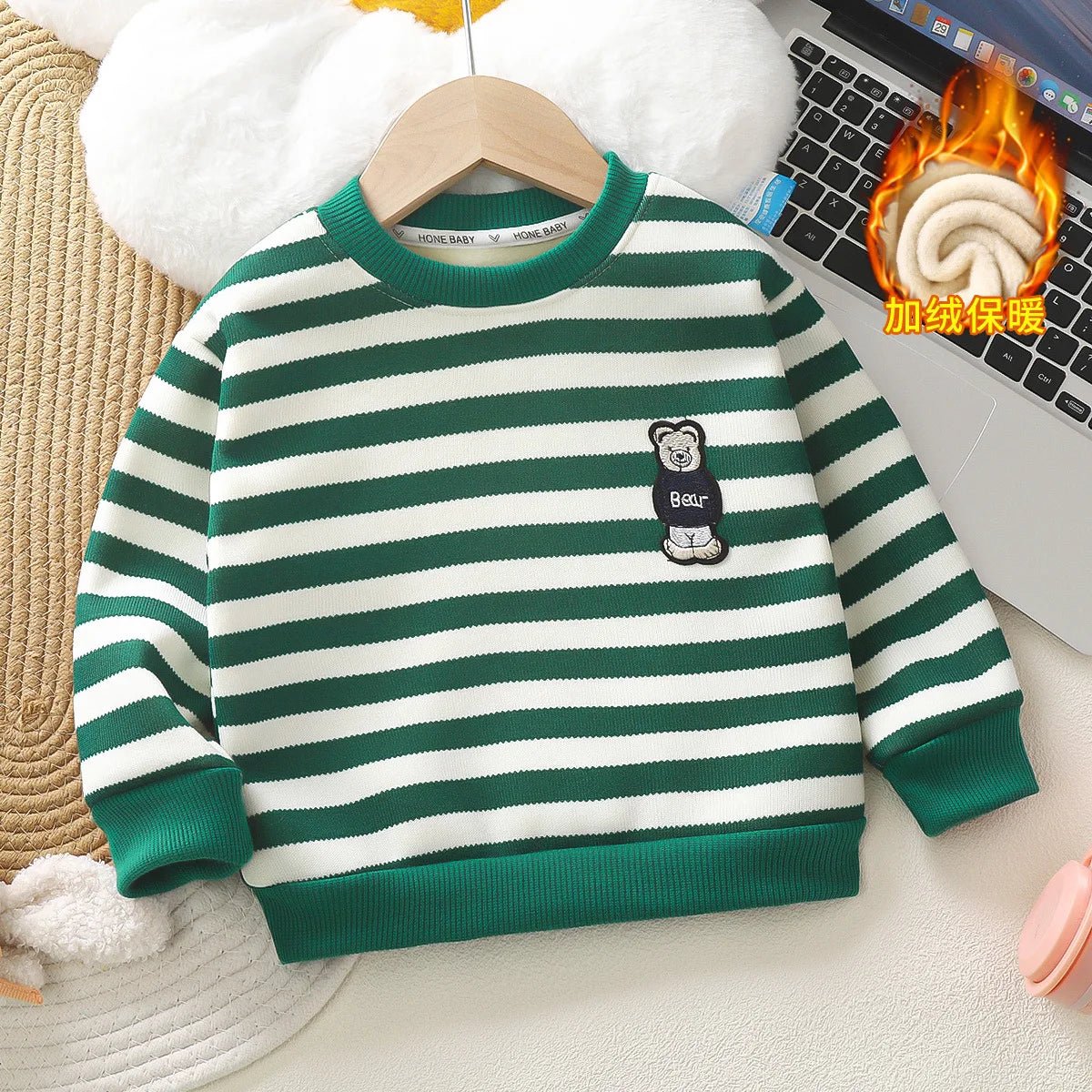Wholesale Korean Version Winter Sweater for Boys and Girls Padded Thickened Bottoming Shirt Baby Red Knit for Children - PratSN