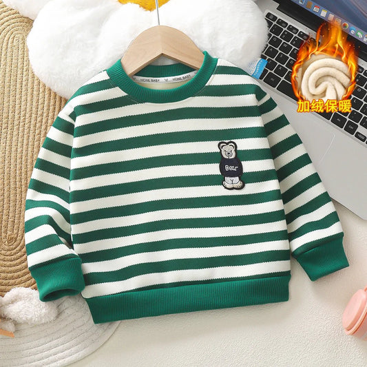 Wholesale Korean Version Winter Sweater for Boys and Girls Padded Thickened Bottoming Shirt Baby Red Knit for Children - PratSN