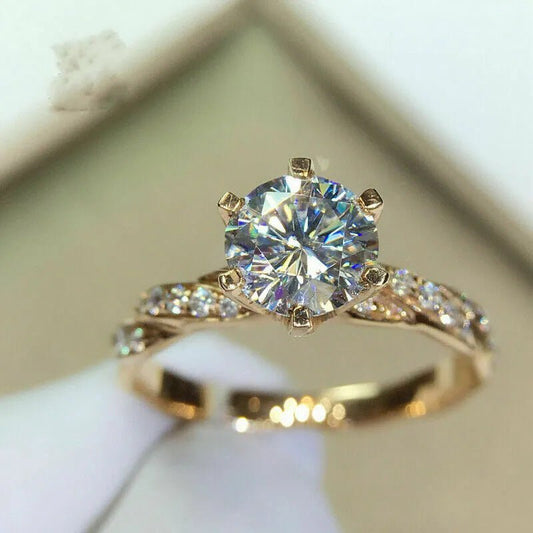 Winding Twist Shape Micro - inlaid Six - claw Ring - PratSN