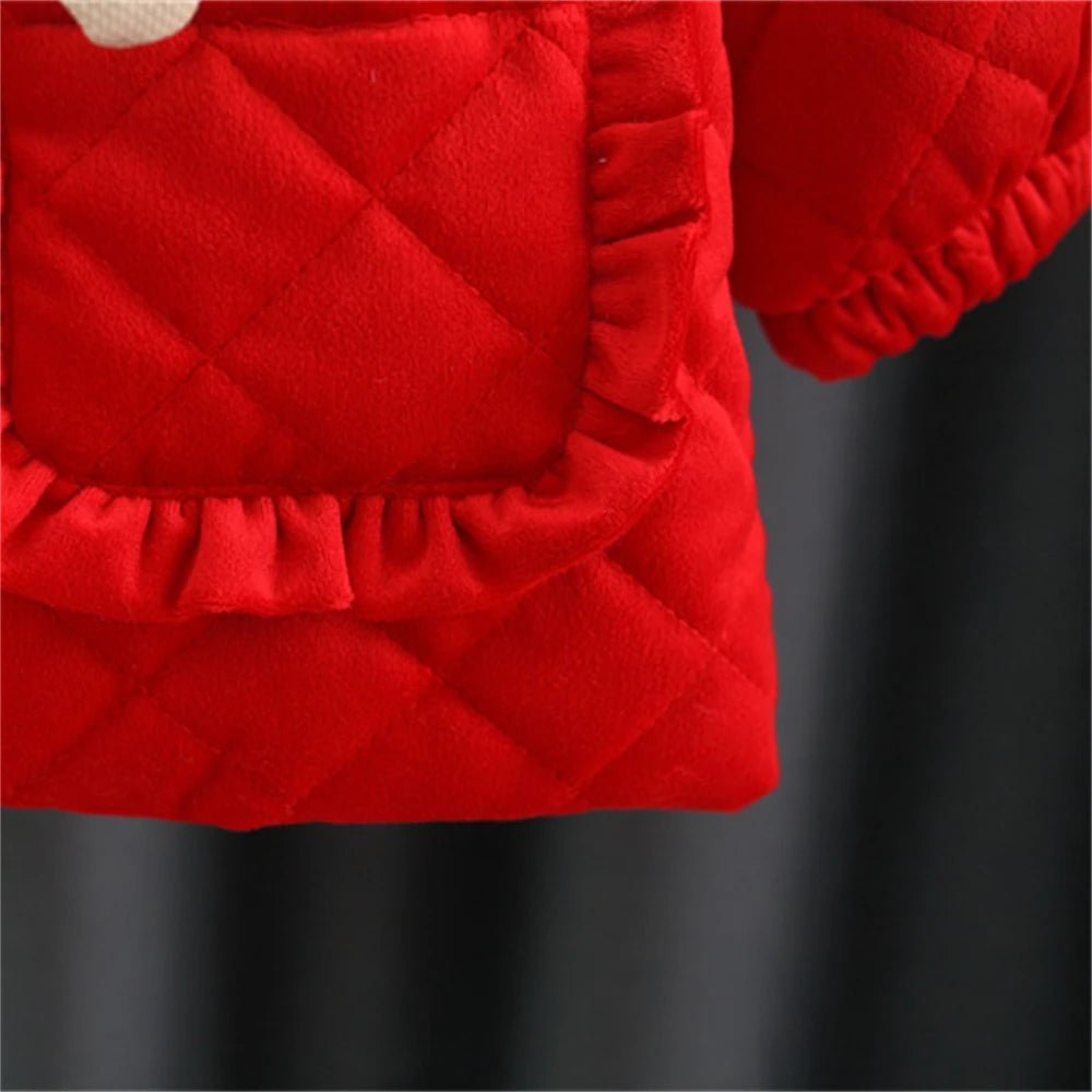 Winter 0 - 3 Girls' Cotton Jacket Girls' 3D Cartoon Rabbit Hooded Ears Solid Color Cute Plush Cotton Coat - PratSN