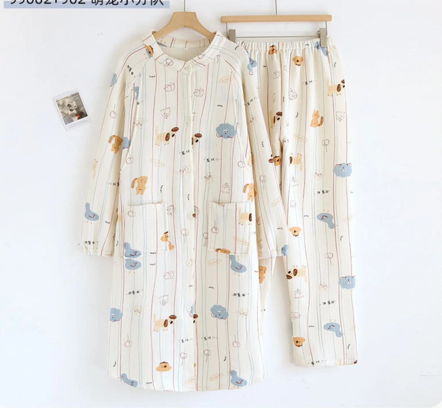 Winter air Cotton Interlayer Maternity Dress During Pregnancy Postpartum Nursing Pregnant Women Pajama Women - PratSN