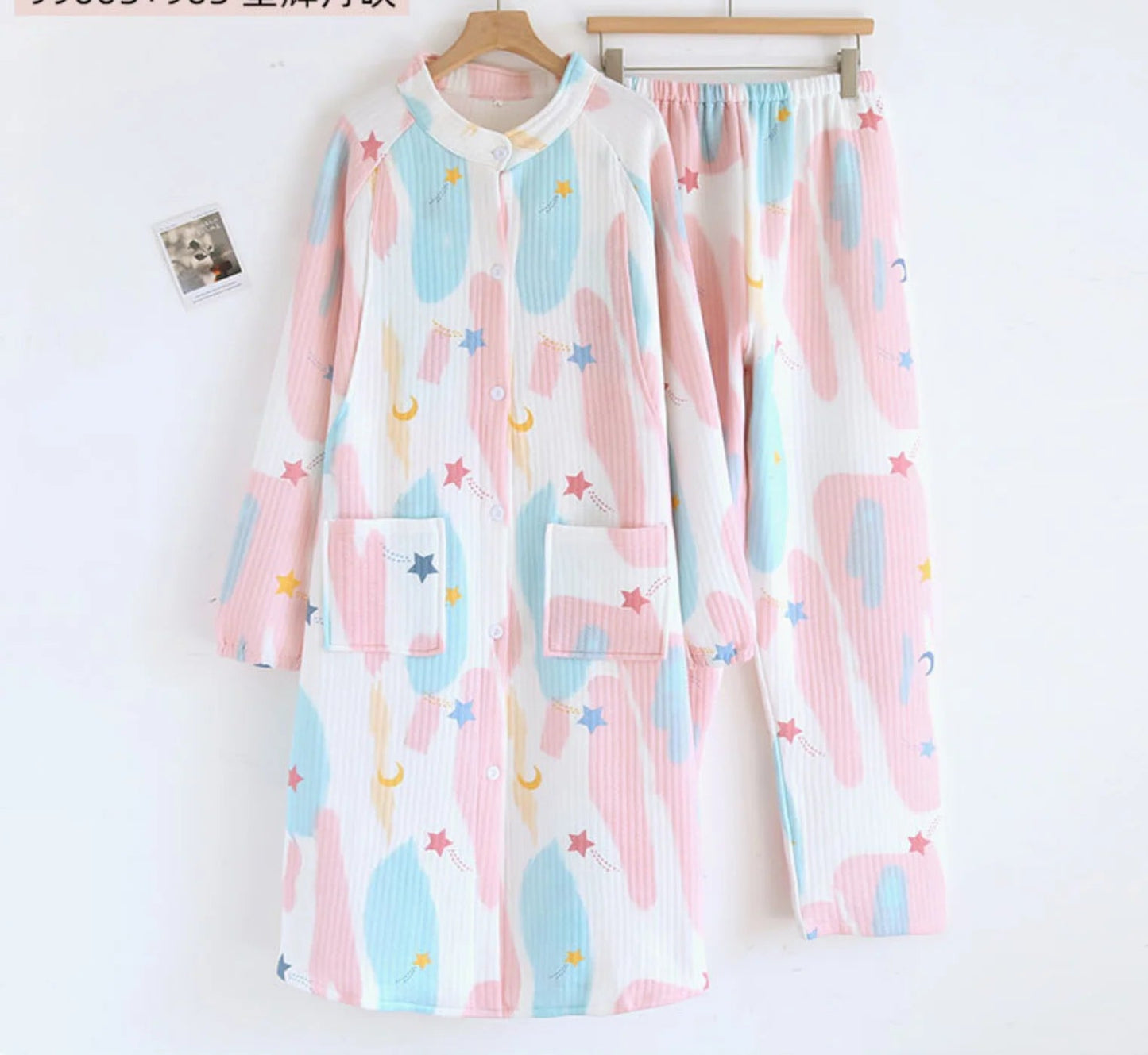 Winter air Cotton Interlayer Maternity Dress During Pregnancy Postpartum Nursing Pregnant Women Pajama Women - PratSN