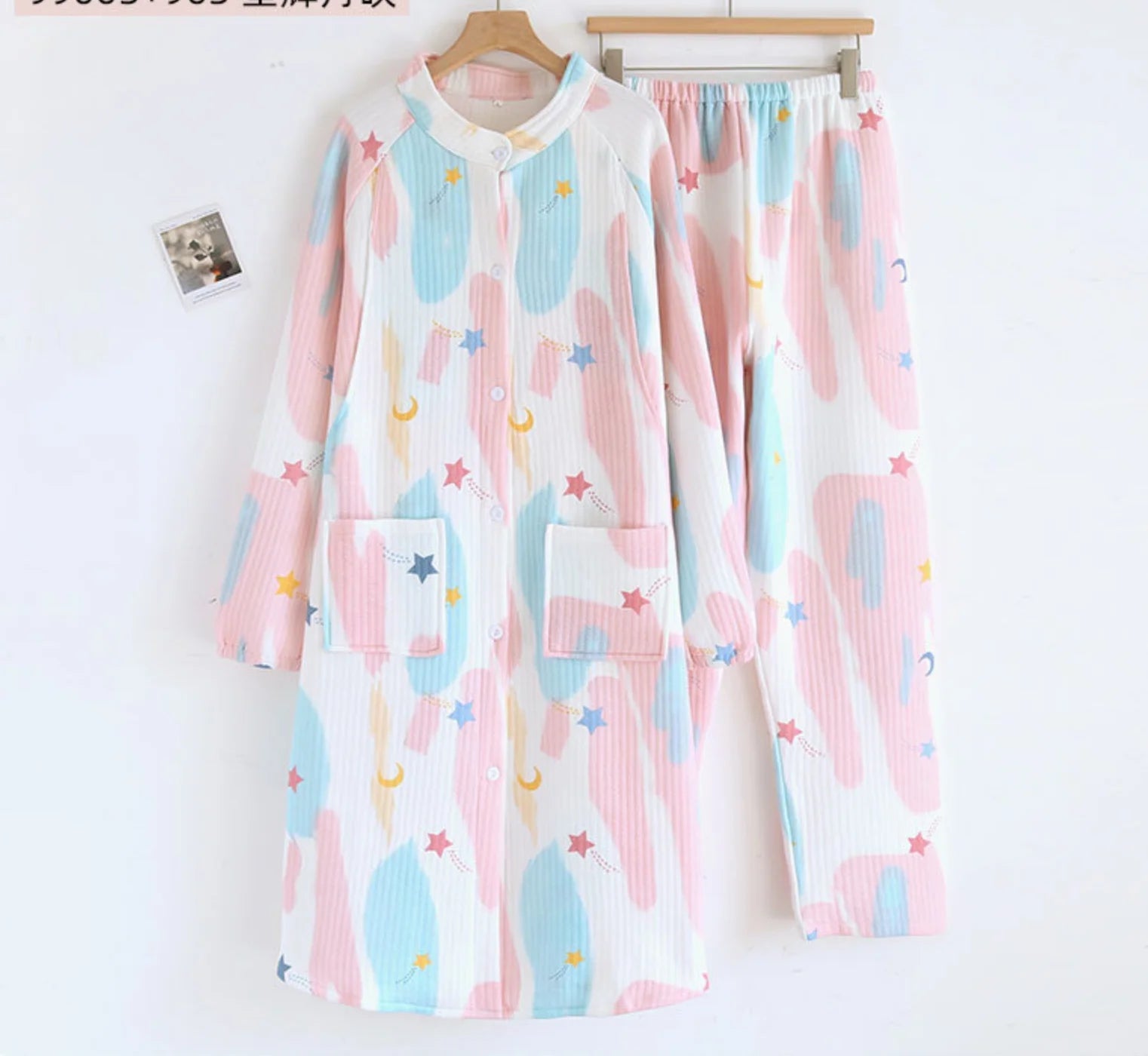 Winter air Cotton Interlayer Maternity Dress During Pregnancy Postpartum Nursing Pregnant Women Pajama Women - PratSN