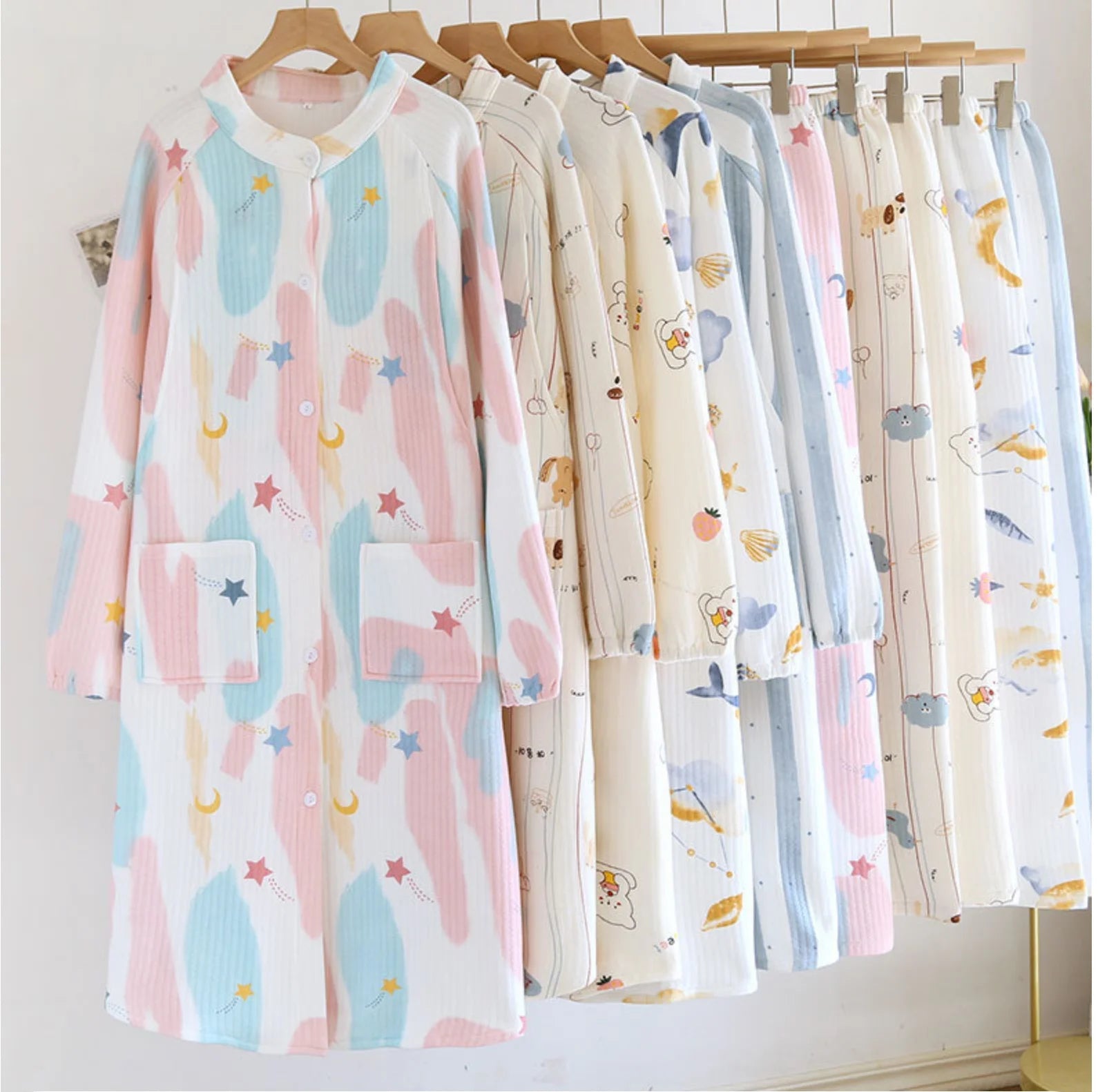Winter air Cotton Interlayer Maternity Dress During Pregnancy Postpartum Nursing Pregnant Women Pajama Winter air Cotton Interlayer Maternity Dress During Pregnancy Postpartum Nursing Pregnant Women Pajama