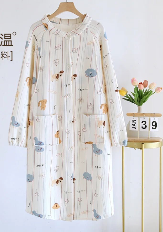 Winter air Cotton Interlayer Maternity Dress During Pregnancy Postpartum Nursing Pregnant Women Pajama Winter air Cotton Interlayer Maternity Dress During Pregnancy Postpartum Nursing Pregnant Women Pajama