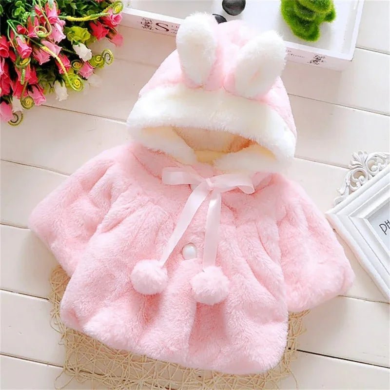 Winter Baby Girl Jacket Sweet And Cute Warm Hooded Rabbit Ear Wool Sweater Minimalist Children'S Clothing Suitable For 0 - 3 Year - PratSN