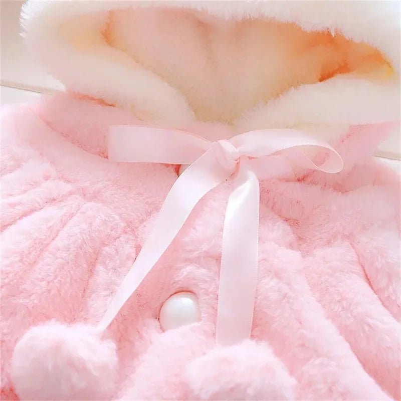 Winter Baby Girl Jacket Sweet And Cute Warm Hooded Rabbit Ear Wool Sweater Minimalist Children'S Clothing Suitable For 0 - 3 Year - PratSN