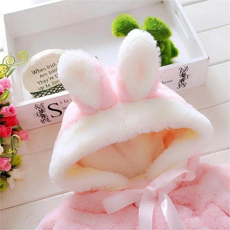 Winter Baby Girl Jacket Sweet And Cute Warm Hooded Rabbit Ear Wool Sweater Minimalist Children'S Clothing Suitable For 0 - 3 Year - PratSN
