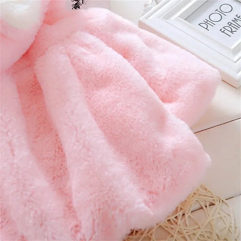 Winter Baby Girl Jacket Sweet And Cute Warm Hooded Rabbit Ear Wool Sweater Minimalist Children'S Clothing Suitable For 0 - 3 Year - PratSN