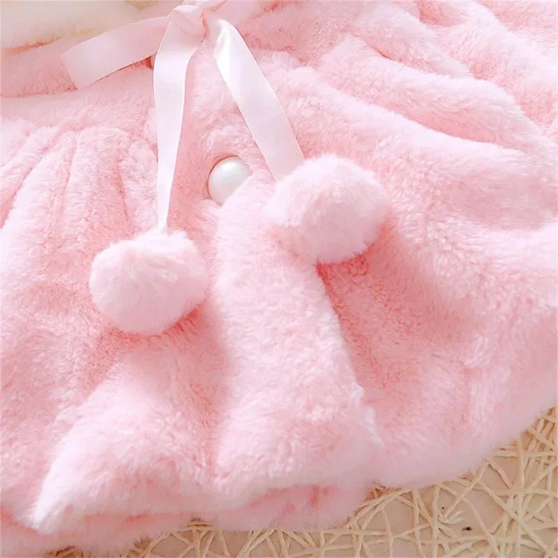 Winter Baby Girl Jacket Sweet And Cute Warm Hooded Rabbit Ear Wool Sweater Minimalist Children'S Clothing Suitable For 0 - 3 Year - PratSN