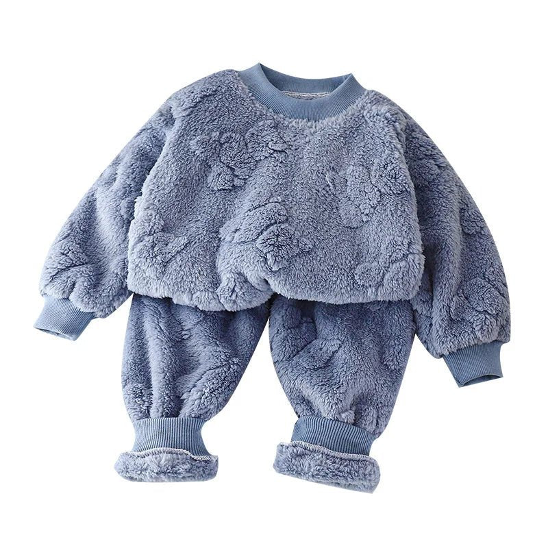 Winter Boys Girls Thick Warm Sets Autumn Kids Flannel Pajamas Suits Baby Long Sleeve Padded Sleepwear Outfits Children Clothes - PratSN