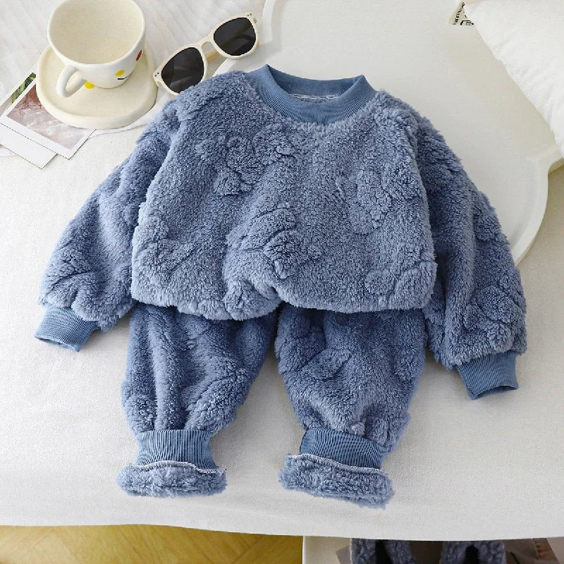 Winter Boys Girls Thick Warm Sets Autumn Kids Flannel Pajamas Suits Baby Long Sleeve Padded Sleepwear Outfits Children Clothes - PratSN