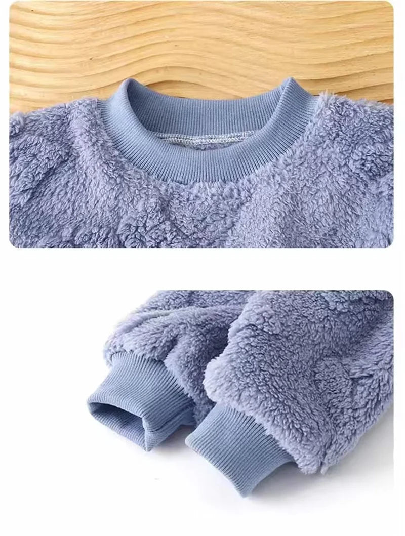 Winter Boys Girls Thick Warm Sets Autumn Kids Flannel Pajamas Suits Baby Long Sleeve Padded Sleepwear Outfits Children Clothes - PratSN