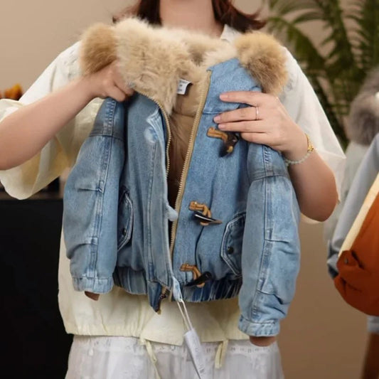Winter Children Plush Denim Jacket Kid Clothes Plush Thick Zipper Hooded Coat Teen Boys Girls Fashion Cowboys Parka Outerwear - PratSN