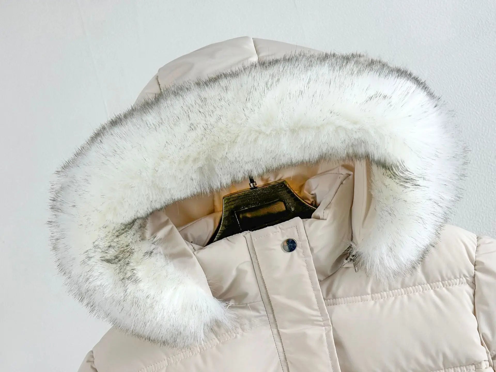 Winter Long Style Teen Girls Jacket Solid Color Slim Fit Fashion Detachable Hat Big Fur Collar Hooded Keep Warm Coat For Kids - PratSN