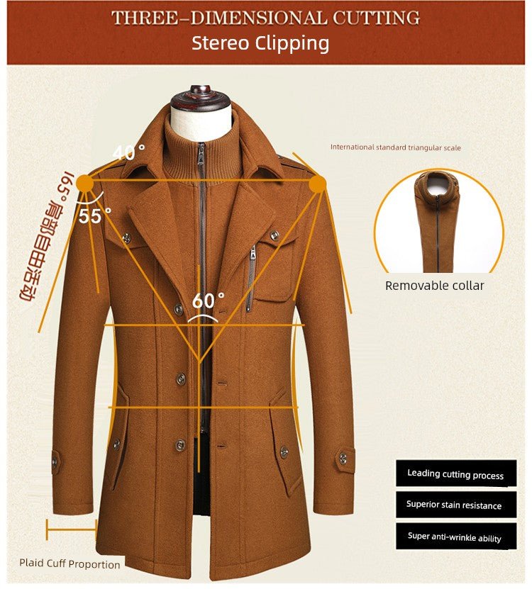 Winter New Arrival Middle - Aged Men Woolen Coat Outwear Casual Middle - Aged and Elderly Thickened Woolen Jacket Dad Wear - PratSN