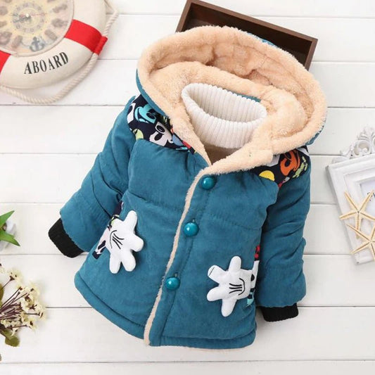 Winter Thick Jacket For Girls Boys Coats Christmas Casual Jacket Baby Kids Warm Coat 1 2 3 4 Yrs Children Hooded Outwear - PratSN