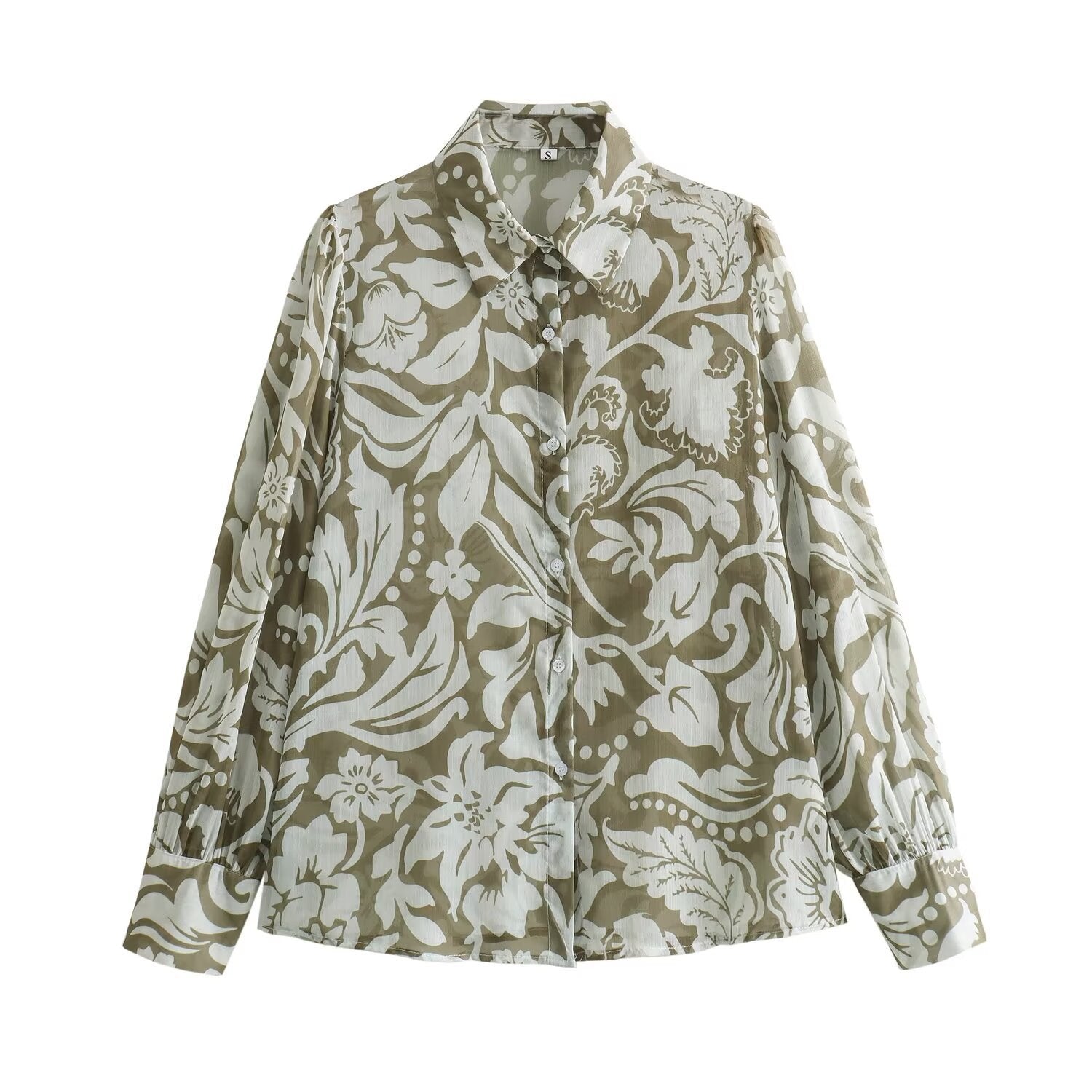 Winter Women's Fashion Loose - fitting Long Sleeves Lapel Print Shirt - PratSN