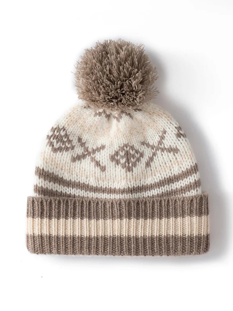 Women 100%Cashmere Hat Autumn Winter Faire Isle Jacquard Hats Soft Warm Pullover Caps Casual Style Cashmere Hats - PratSN