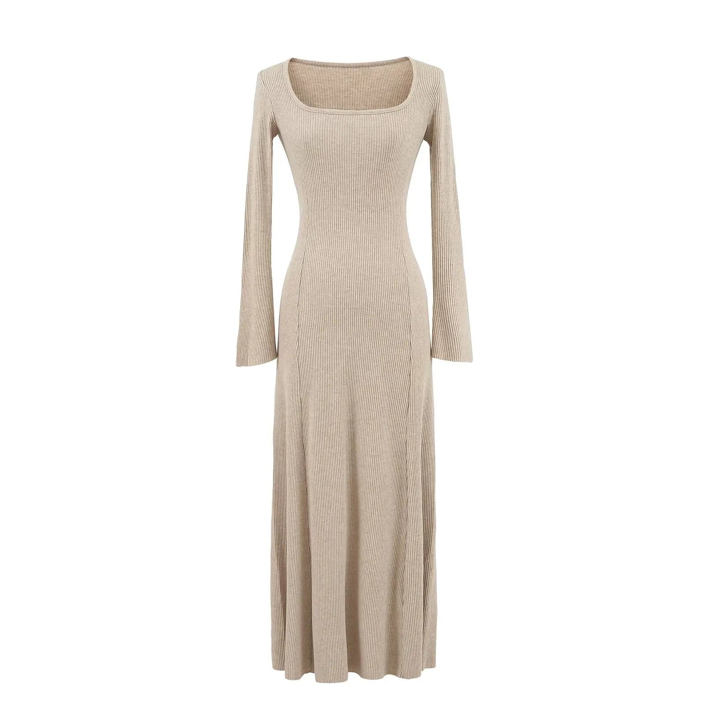 Women 2025 Spring New Chic Fashion Square Collar Horn Sleeve Midi Dress Vintage Casual Female Dresses Vestidos Mujer - PratSN