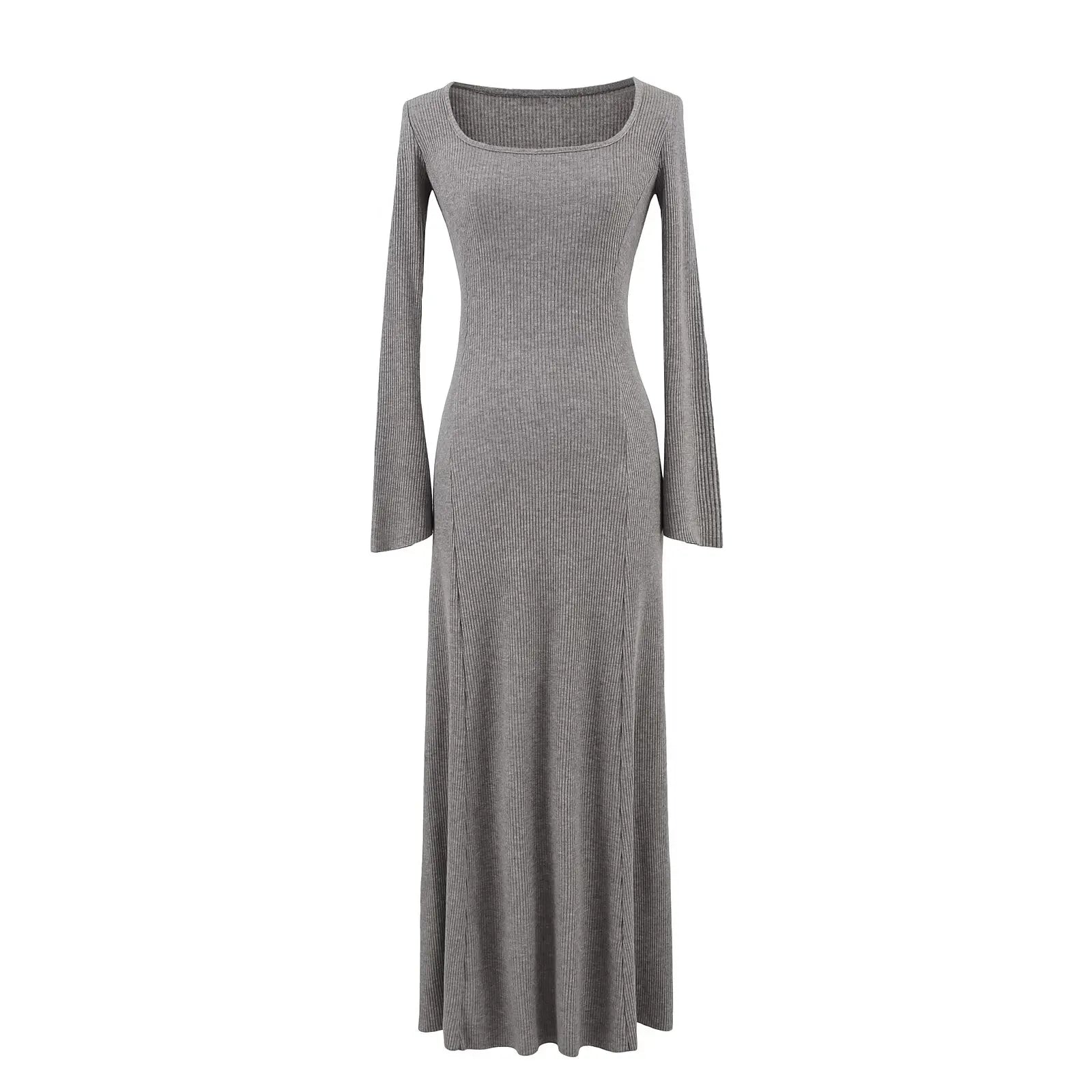 Women 2025 Spring New Chic Fashion Square Collar Horn Sleeve Midi Dress Vintage Casual Female Dresses Vestidos Mujer - PratSN