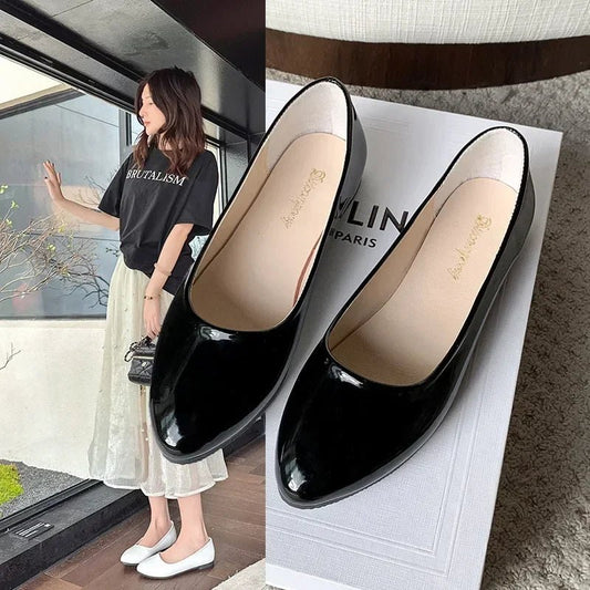 Women Candy Color Ballet Flats White Wedding Shoes Woman Flats Patent Leather Slip on Shoes Ladies Boat Shoes - PratSN