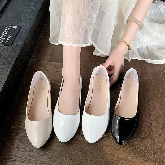 Women Candy Color Ballet Flats White Wedding Shoes Woman Flats Patent Leather Slip on Shoes Ladies Boat Shoes - PratSN