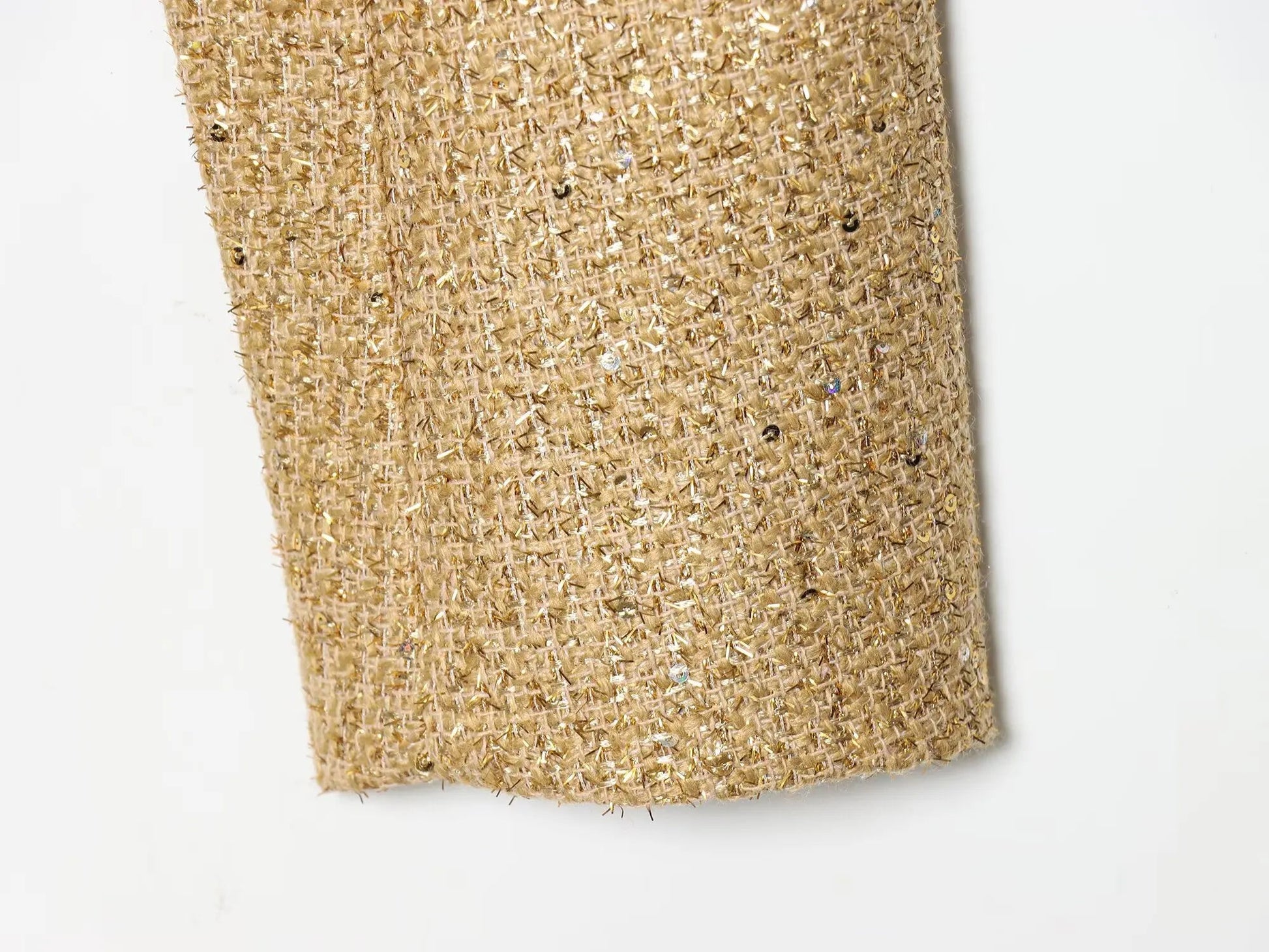 Women Fashion Metallic Thread Short Jacket Fall Long SleeveO - Neck Stretch Hem Jacket Coats Female Chic Streetwear - PratSN