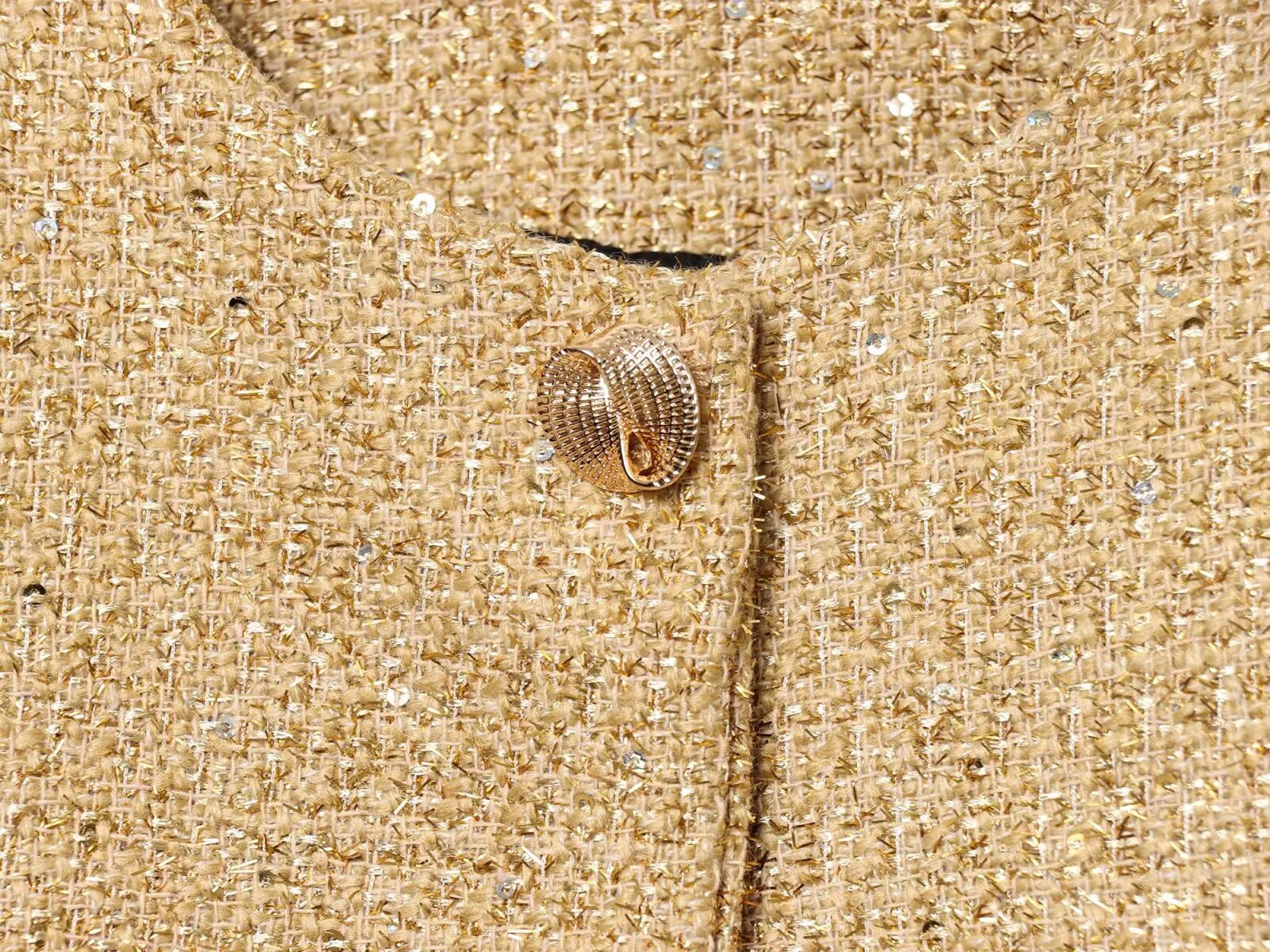 Women Fashion Metallic Thread Short Jacket Fall Long SleeveO - Neck Stretch Hem Jacket Coats Female Chic Streetwear - PratSN