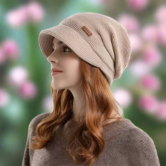 Women Girl Autumn Winter Soft Knitted Hat Warm Thickened Fleece Lined Beanies Casual Outdoor Windproof Bonnet - PratSN