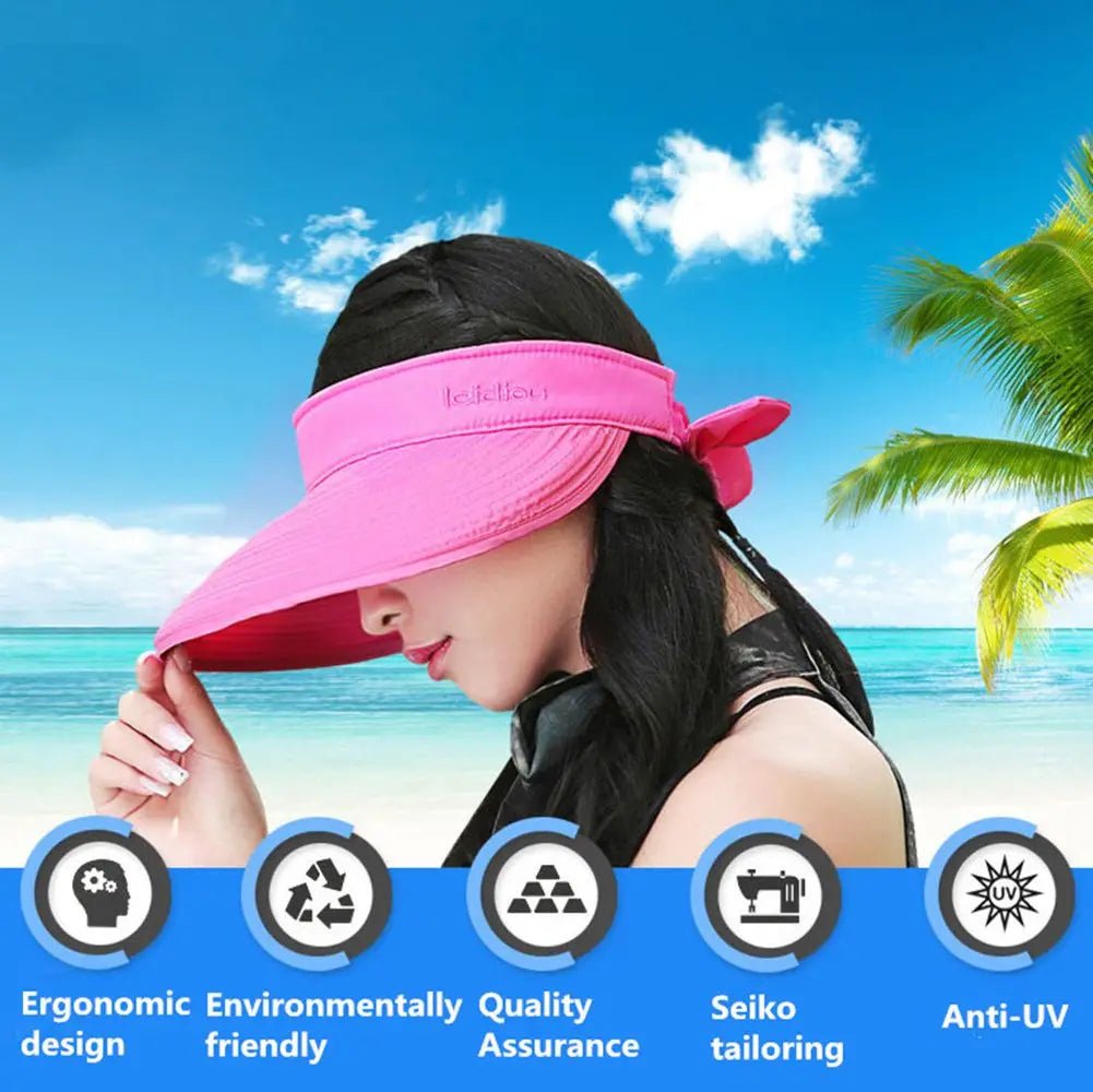 Women Ladies Outdoor Cap Anti - UV Summer Visor Sun Hat Wide Brim Beach Hat - PratSN