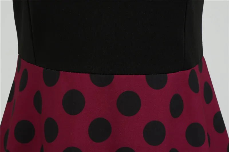 Women Retro Summer Dresses 50s 60s Sleeveless V - neck Polka Dot Bow Ball Grown Party Sundress Robe Vestidos - PratSN